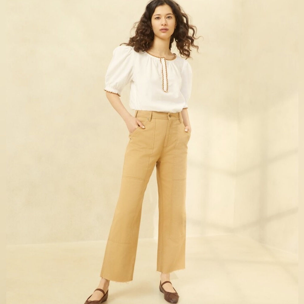 NWT.  Loeffler Randall Roy Overdyed Camel Carpenter Pant size 10